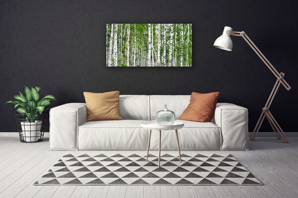 Tablou pe panza canvas Birch Forest Copaci Natura Verde Alb