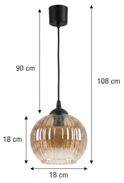 Brilagi - Lampă suspendată LED pe cablu R GLASS 1xE27/60W/230V diam. 18 cm negru/maro fumuriu