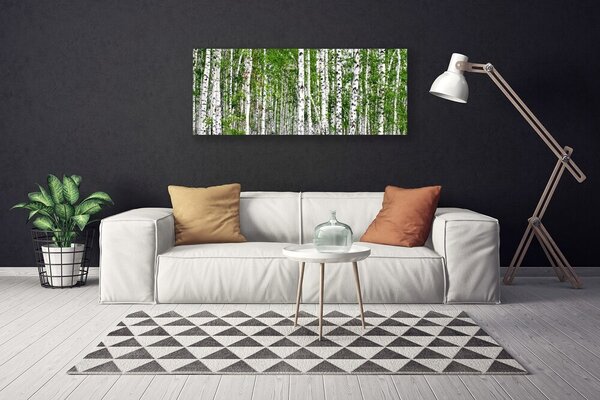 Tablou pe panza canvas Birch Forest Copaci Natura Verde Alb