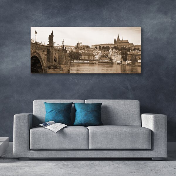 Tablou pe panza canvas Praga Podul Peisaj Sepia