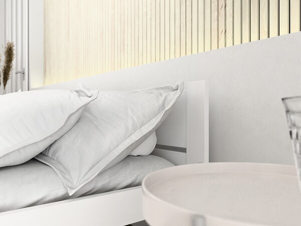 Pat dublu Culoare alb, IKAROS DOUBLE 140 x 200 cm Saltele: Fara saltea, Somiera pat: Cu lamele drepte