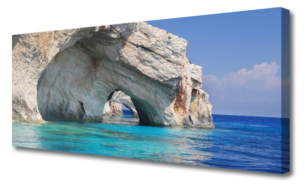 Tablou pe panza canvas Cliff Lacul Marea peisaj de apă Albastru Alb