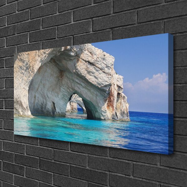 Tablou pe panza canvas Cliff Lacul Marea peisaj de apă Albastru Alb