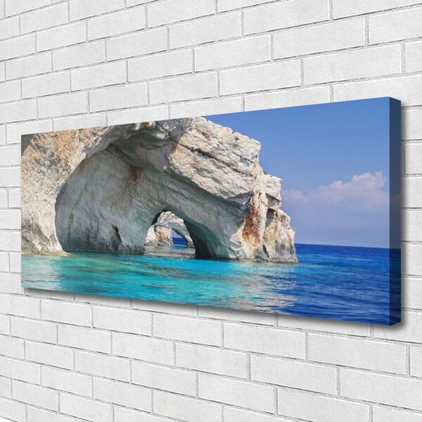 Tablou pe panza canvas Cliff Lacul Marea peisaj de apă Albastru Alb