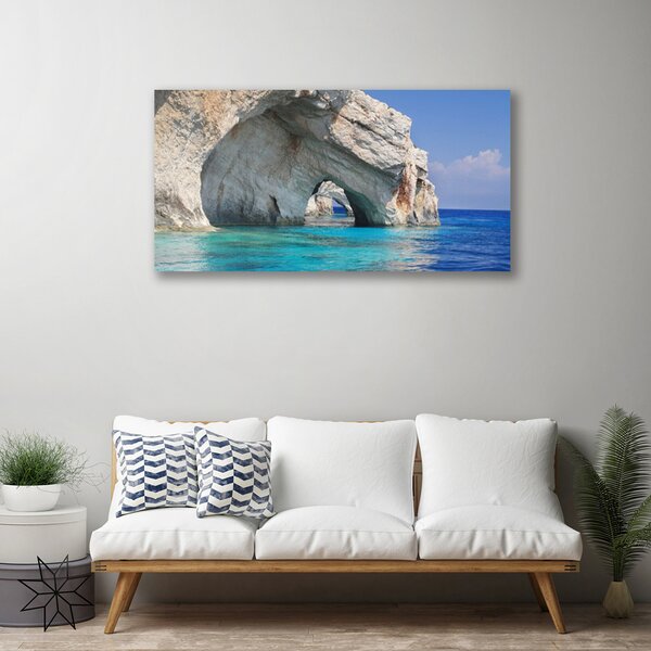 Tablou pe panza canvas Cliff Lacul Marea peisaj de apă Albastru Alb
