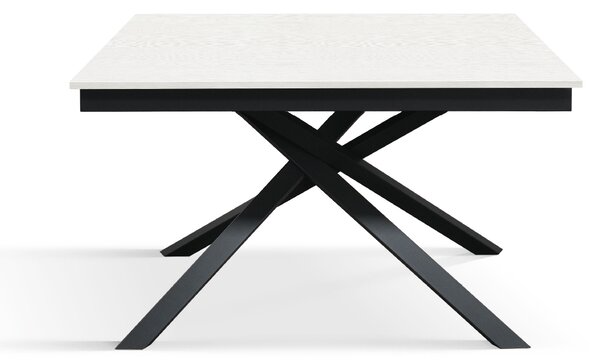 Masa Tiglio, blat extensibil pal laminat, picior metalic - BLAT ALB, PICIOR GRI ANTRACIT - 120 cm / 80 cm
