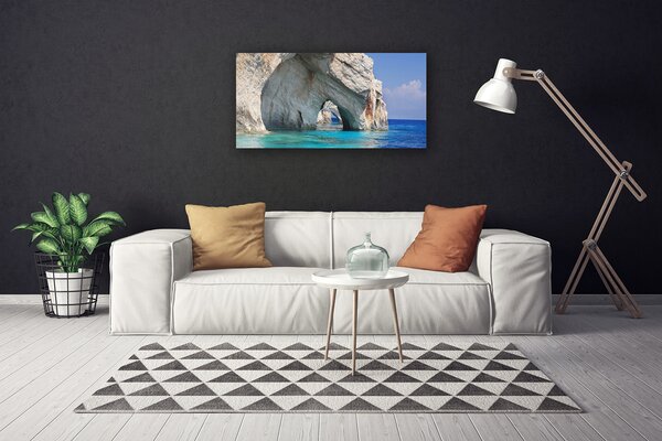 Tablou pe panza canvas Cliff Lacul Marea peisaj de apă Albastru Alb