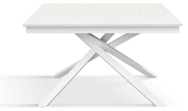 Masa Tiglio, blat extensibil pal laminat, picior metalic - BLAT ALB, PICIOR ALB - 120 cm / 80 cm