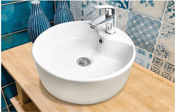 Invena Granada lavoar 41x41 cm rotund de blat alb luciu CE-44-001