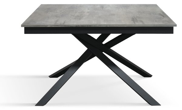 Masa Tiglio,blat extensibil pal laminat,picior metalic - GRI CIMENT, PICIOR NEGRU - 120 cm / 80 cm