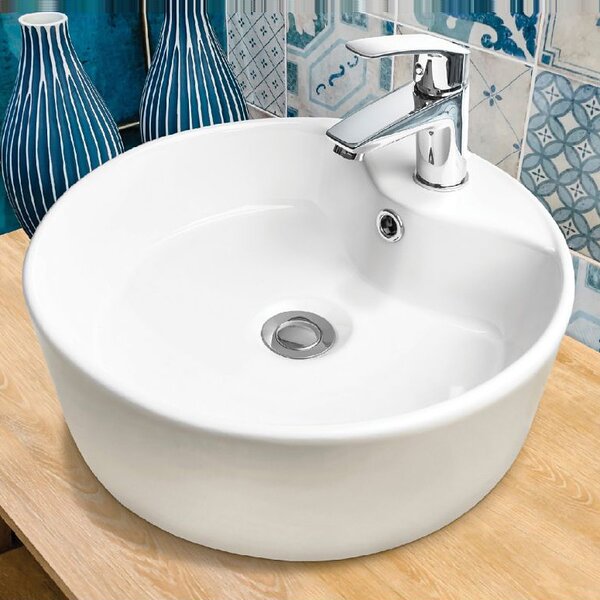 Invena Granada lavoar 41x41 cm rotund de blat alb luciu CE-44-001