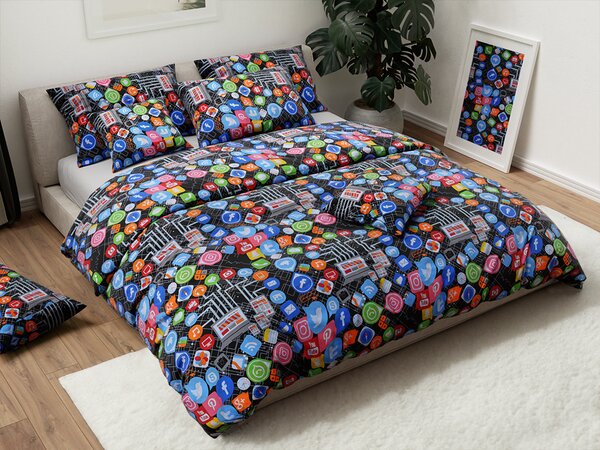 Lenjerie de pat din bumbac ICONOME colorata Dimensiune lenjerie de pat: 70 x 90 cm | 140 x 200 cm