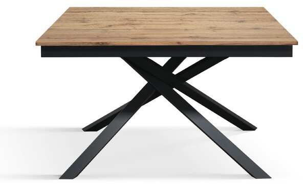 Masa Tiglio, blat extensibil pal laminat, picior metalic - BLAT STEJAR RUSTIC, PICIOR GRI ANTRACIT - 120 cm / 80 cm