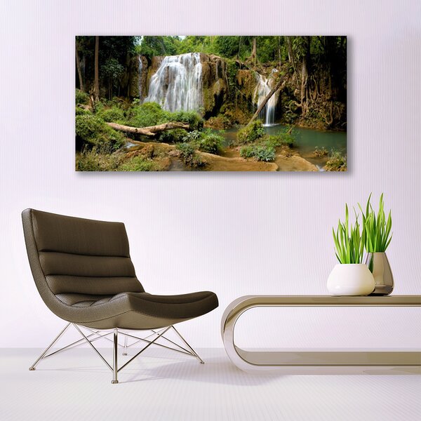 Tablou pe panza canvas Cascada River Natural Pădurea Verde Maro