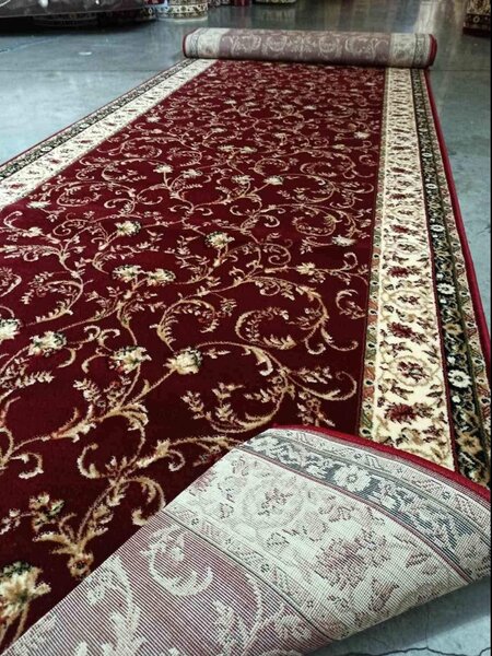 Traversa Hol, Model Lotos 523 210, Festonata Latime 100 cm, Rosu Dreptunghi, 100 x 300