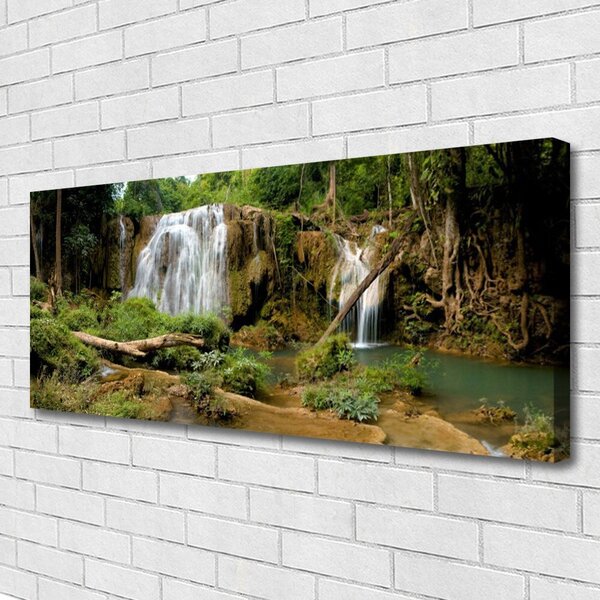 Tablou pe panza canvas Cascada River Natural Pădurea Verde Maro