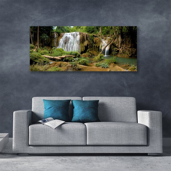 Tablou pe panza canvas Cascada River Natural Pădurea Verde Maro