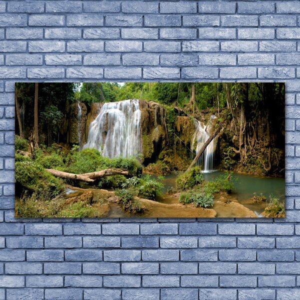 Tablou pe panza canvas Cascada River Natural Pădurea Verde Maro