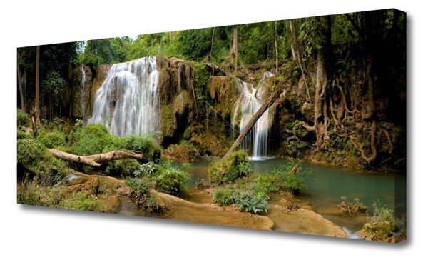 Tablou pe panza canvas Cascada River Natural Pădurea Verde Maro