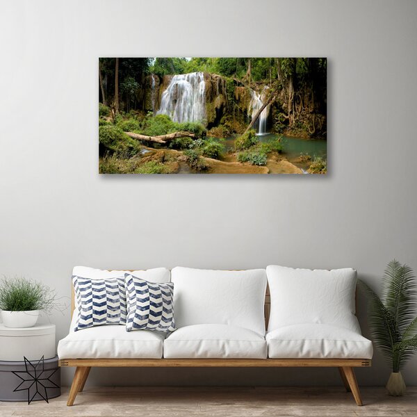 Tablou pe panza canvas Cascada River Natural Pădurea Verde Maro