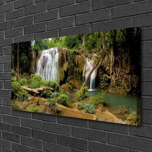 Tablou pe panza canvas Cascada River Natural Pădurea Verde Maro