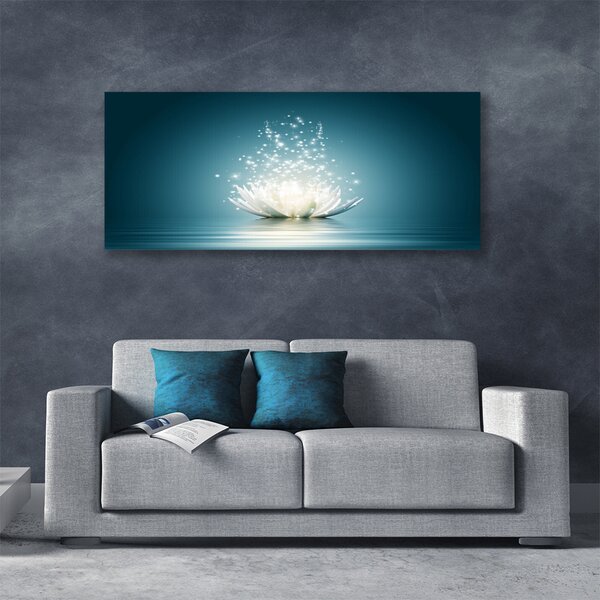 Tablou pe panza canvas Lotus floare Floral Albastru Alb