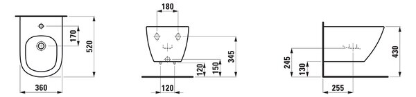 Laufen Lua bideu agăţat alb H8300814003021