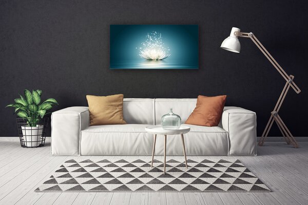 Tablou pe panza canvas Lotus floare Floral Albastru Alb
