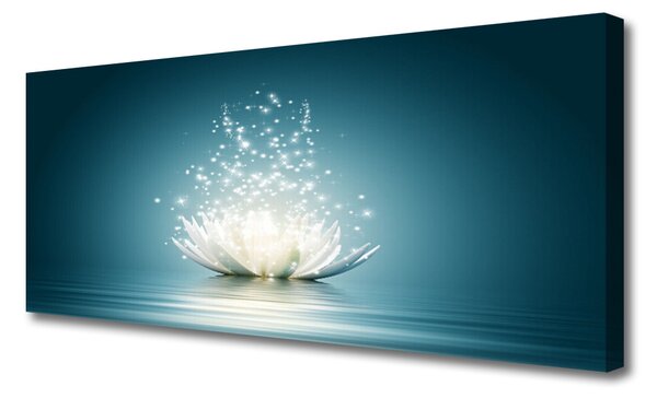 Tablou pe panza canvas Lotus floare Floral Albastru Alb