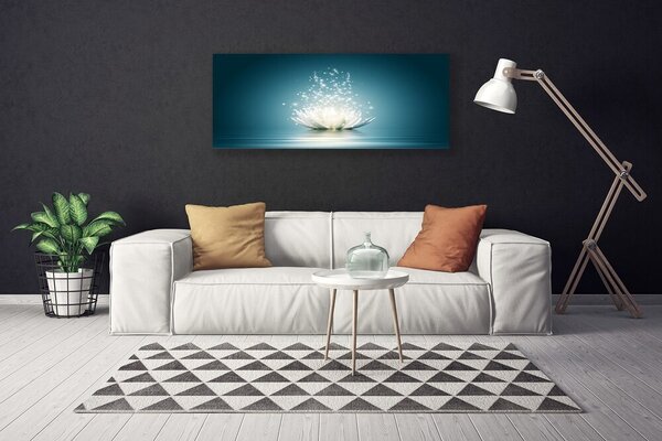 Tablou pe panza canvas Lotus floare Floral Albastru Alb