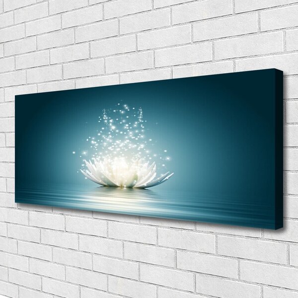 Tablou pe panza canvas Lotus floare Floral Albastru Alb