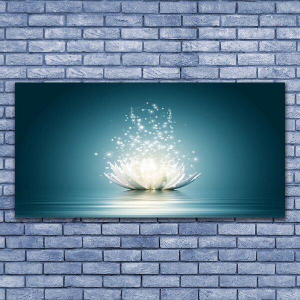 Tablou pe panza canvas Lotus floare Floral Albastru Alb