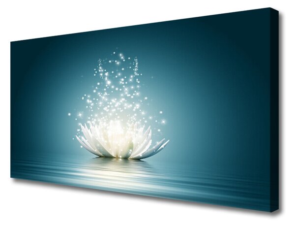Tablou pe panza canvas Lotus floare Floral Albastru Alb