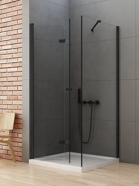 New Trendy New Soleo Black cabină de duș 90x90 cm pătrat negru mat/sticlă transparentă D-0235A/D-0115B