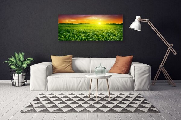 Tablou pe panza canvas Cereale Câmp Sunrise Floral Verde Roșu