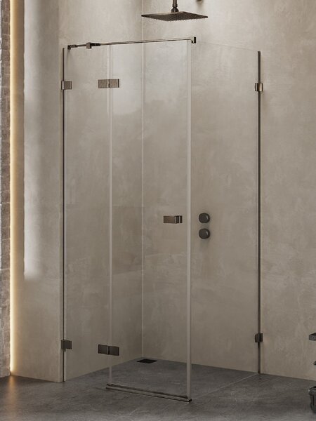 New Trendy Avexa Gunmetal Brushed cabină de duș 90x90 cm pătrat grafit periat/sticlă transparentă EXK-3326