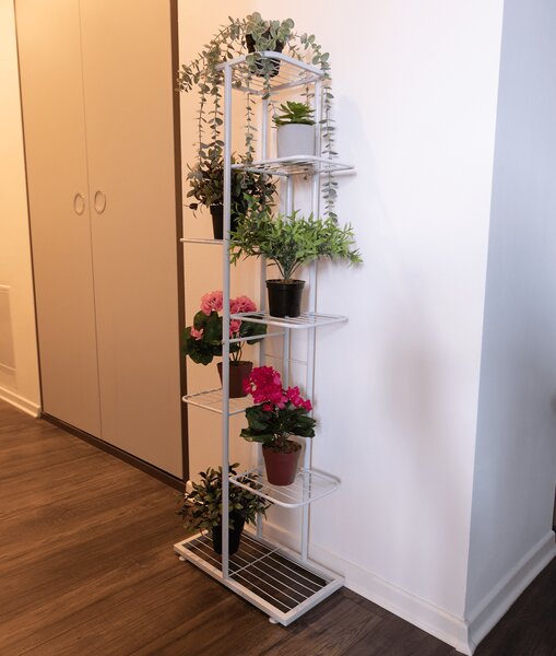 KONDELA Suport pentru flori din metal, alb, BAMIR TIP 2
