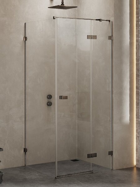 New Trendy Avexa Gunmetal Brushed cabină de duș 90x90 cm pătrat gunmetal periat/sticlă transparentă EXK-3356