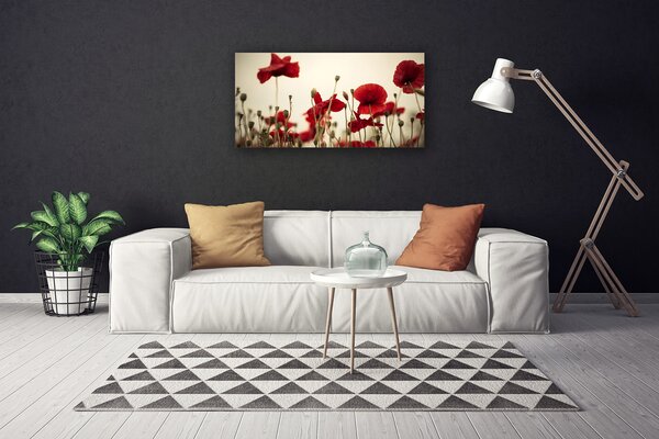 Tablou pe panza canvas Maci Floral Roșu Gri Verde