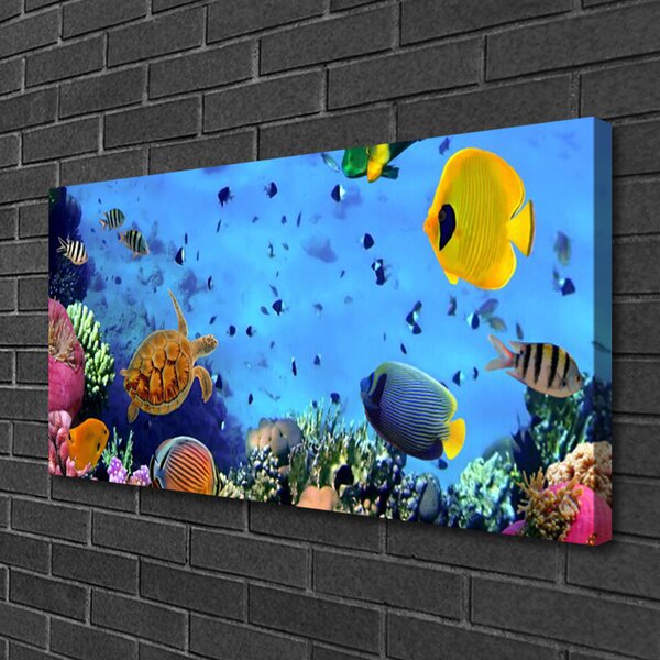Tablou pe panza canvas Coral Reef subacvatice de pește Natura Albastru Galben Multi