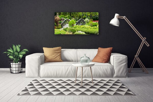 Tablou pe panza canvas Gradina Botanica Podul Natura Verde Gri Roșu