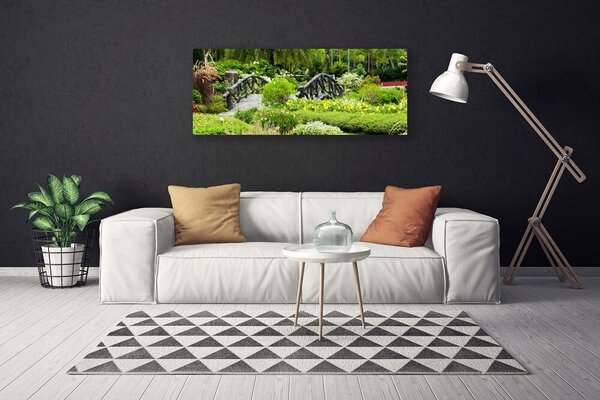Tablou pe panza canvas Gradina Botanica Podul Natura Verde Gri Roșu