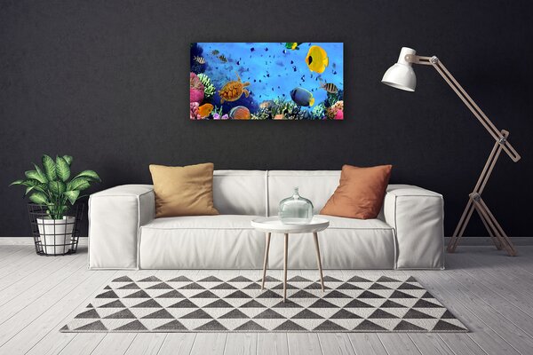 Tablou pe panza canvas Coral Reef subacvatice de pește Natura Albastru Galben Multi