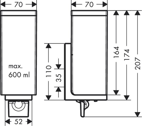 Axor Universal Rectangular dozator săpun 600 ml crom 42610000