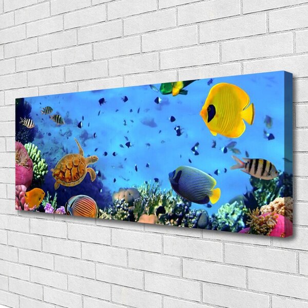 Tablou pe panza canvas Coral Reef subacvatice de pește Natura Albastru Galben Multi