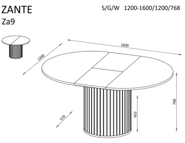 Masă de dining extensibilă Zante Za8, cașmir (120-160 cm)