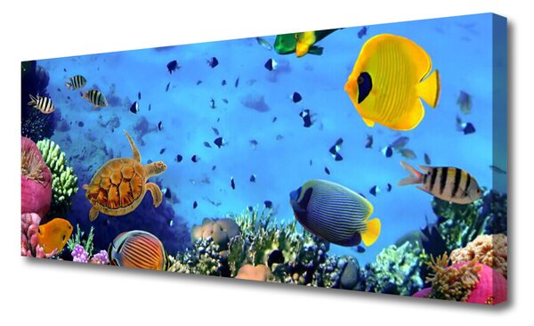 Tablou pe panza canvas Coral Reef subacvatice de pește Natura Albastru Galben Multi