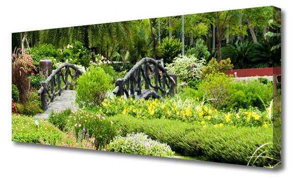Tablou pe panza canvas Gradina Botanica Podul Natura Verde Gri Roșu
