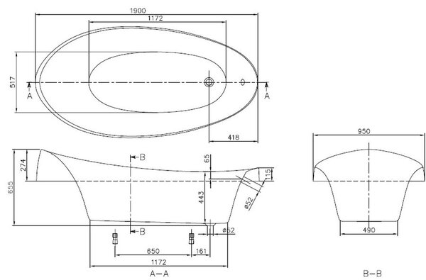 Villeroy & Boch Aveo cadă ovală 190x95 cm oval alb UBQ194AVE7V-01