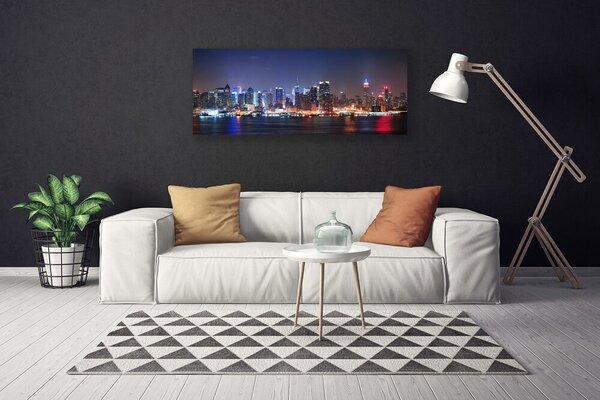 Tablou pe panza canvas Oraș Skyscraper Case Albastru Roșu